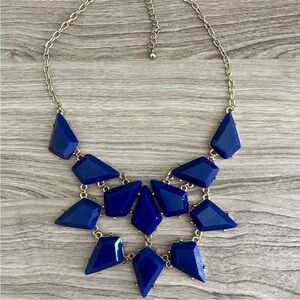 Blue Geometric Bib Necklace